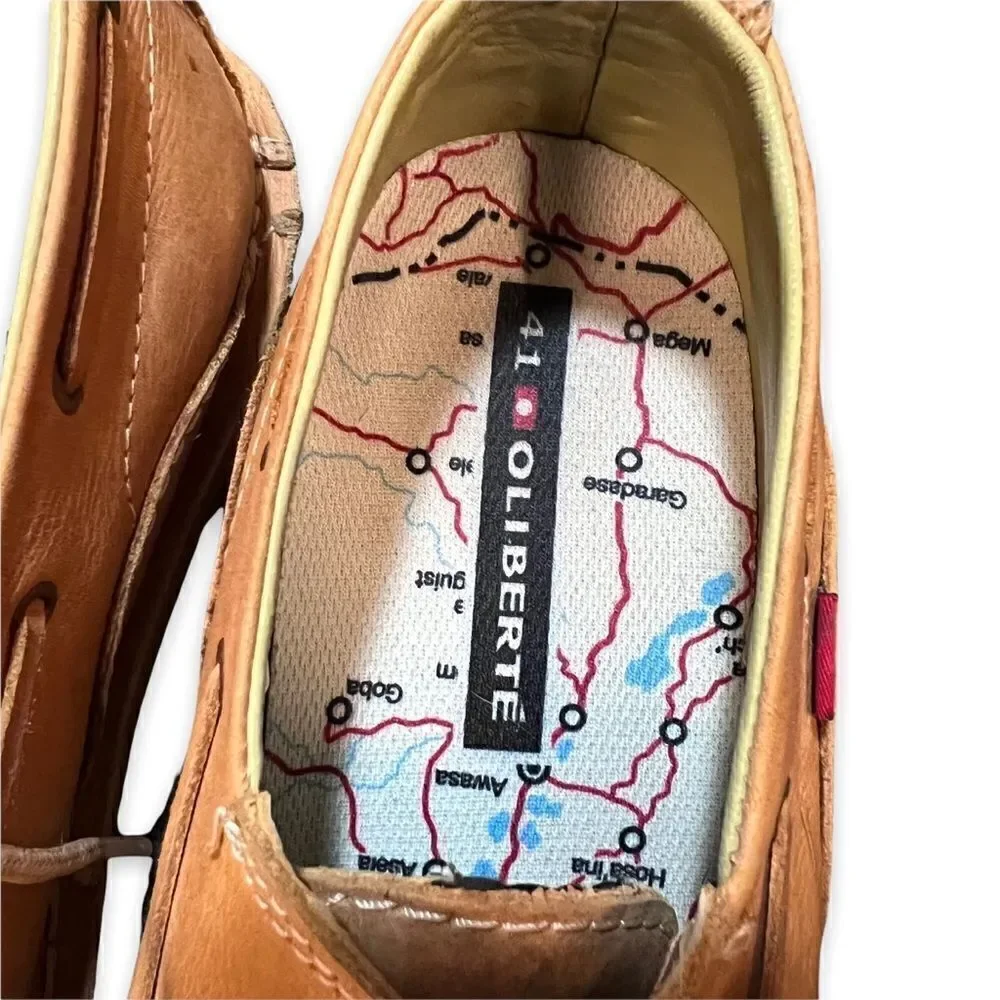 Oliberte Lomayo Boat Shoes‎ Camel Leather Mens 8/EU 41
